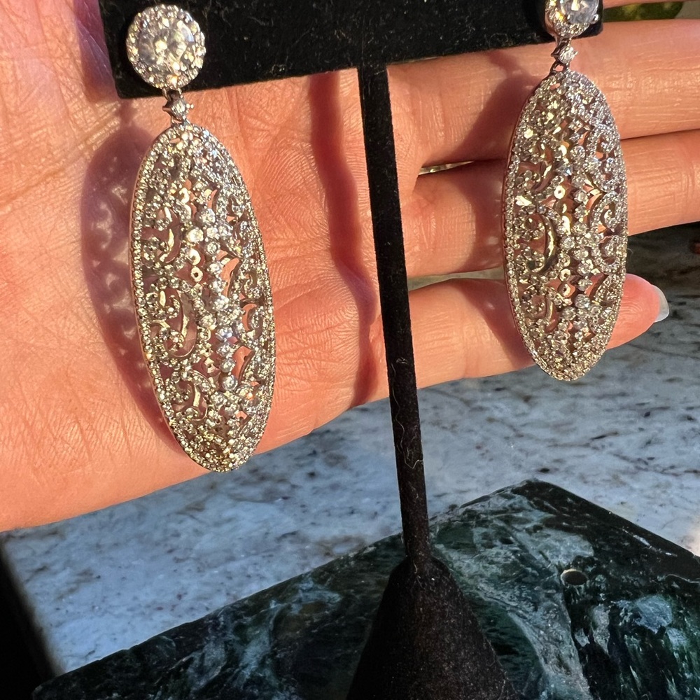 Unique Vintage Silver Statement Earrings - image 5